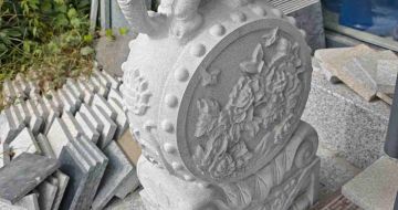 马鞍山芝麻白抱鼓石 庭院抱鼓石