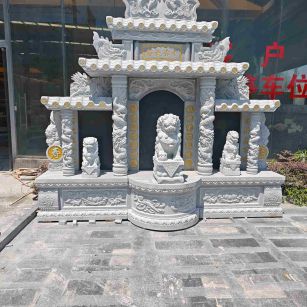 马鞍山芝麻白中国黑石材套墓 花岗岩墓碑