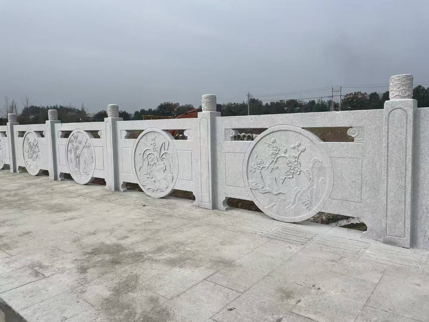 马鞍山芝麻白河道栏杆 石材栏杆
